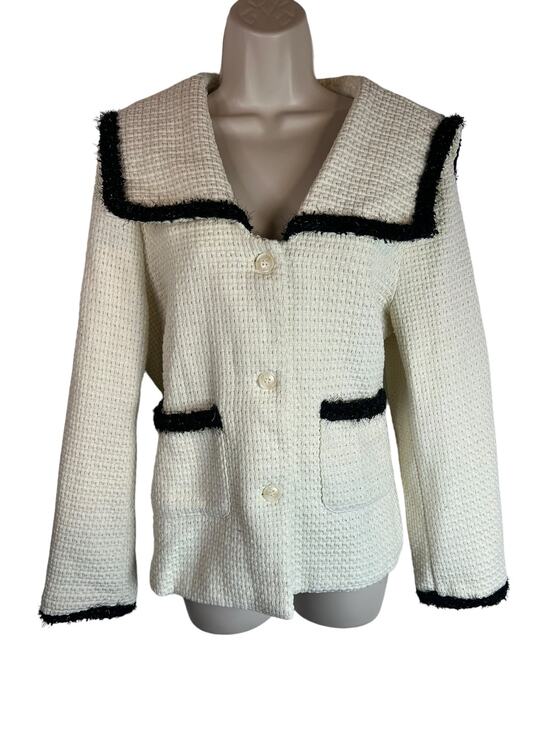 Dazy Jackets & Blazers - Dazy Ivory Black Tweed Womens Blazer XL Career Office Professional Brunch